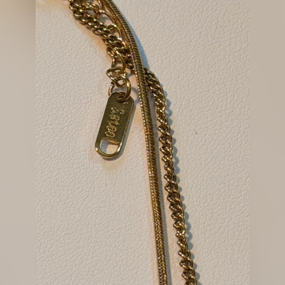 Layered Gold-Tone Necklace with Faux Pearl Pendant | NWOT - Picture 4 of 4